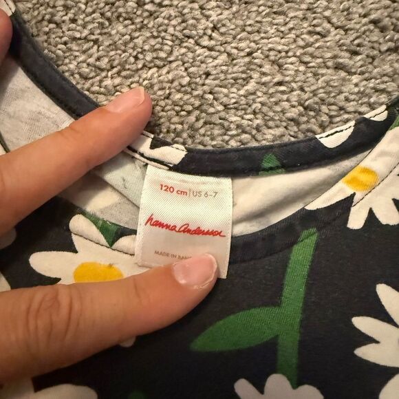 Hanna Andersson Black Floral Print Dress Sz 120cm - Picture 5 of 5